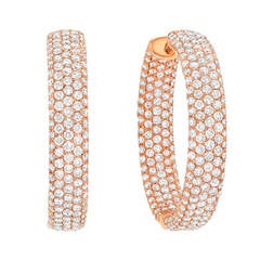 3.47 Carat Diamond Gold Hoop Earrings 8