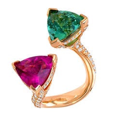 Mint Green Tourmaline Pink Tourmaline Ring 10