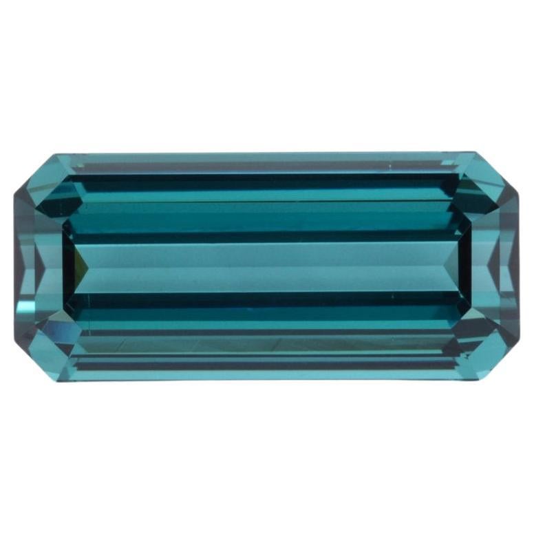 Pierre précieuse non sertie, tourmaline bleue verte de 9,64 carats, taille émeraude