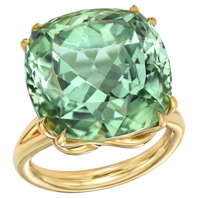 Mint Green Tourmaline Ring 18.04 Carat For Sale 3