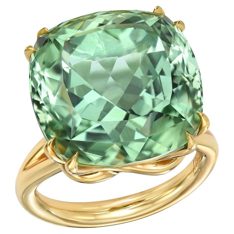 Mint Green Tourmaline Ring 18.04 Carat For Sale