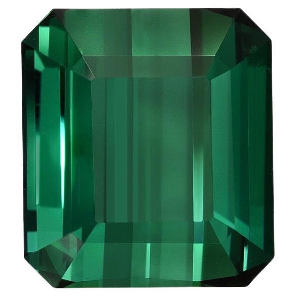 Green Tourmaline Ring Gem 7.38 Carat Emerald Cut Loose Unset Gemstone