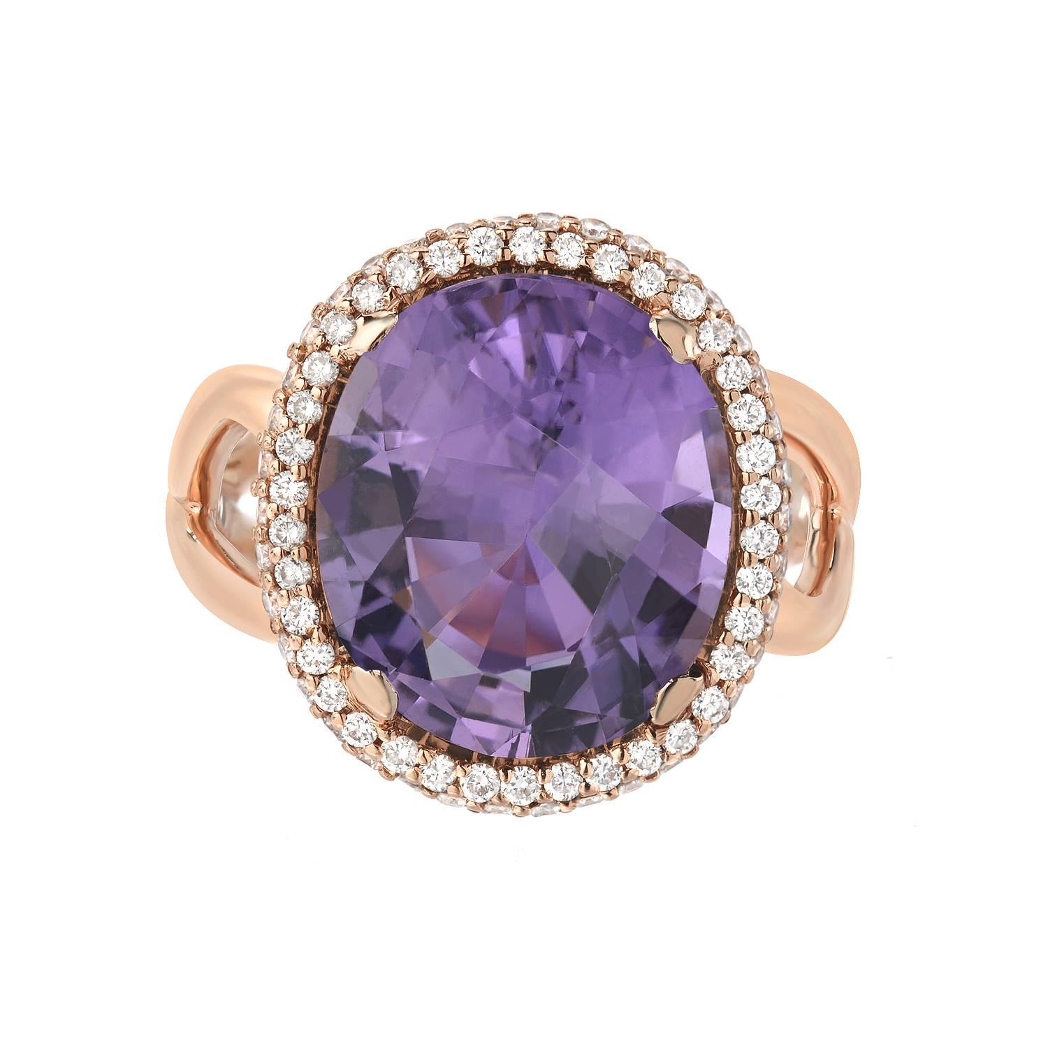 Modern Tamir Lavender Tourmaline Diamond Gold Ring 5.59 Carat 