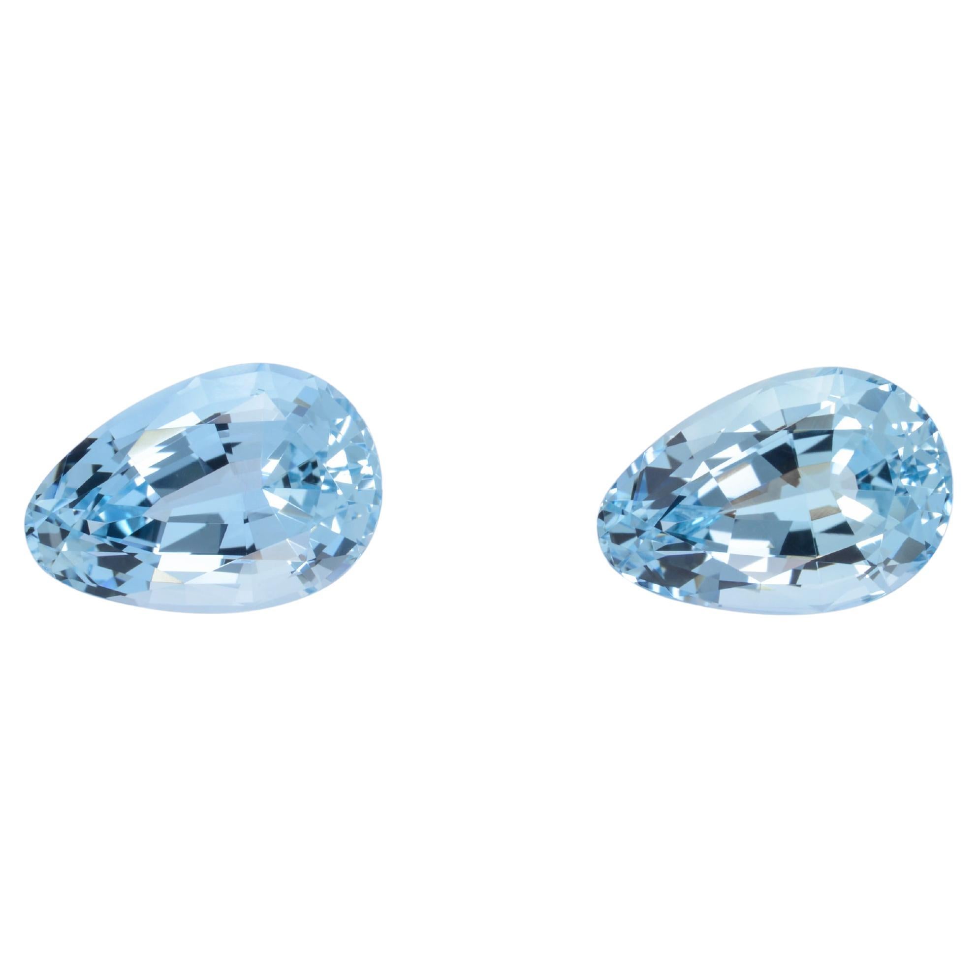 Contemporary Aquamarine Earrings Loose Gemstones 10.87 Carat Pear Shapes Loupe Clean