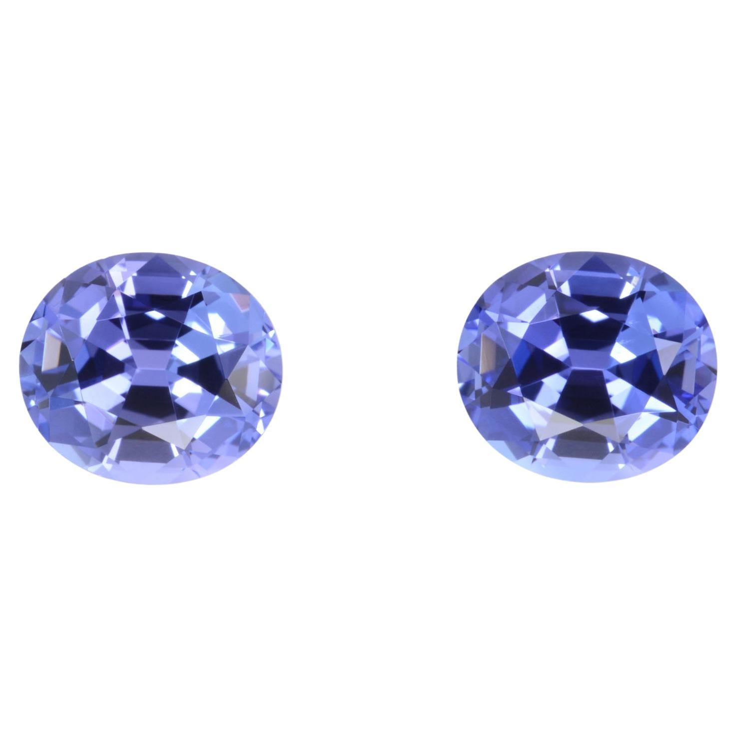 Tanzanite Earrings Gemstone Pair 3.90 Carats Oval Loose Gems For Sale