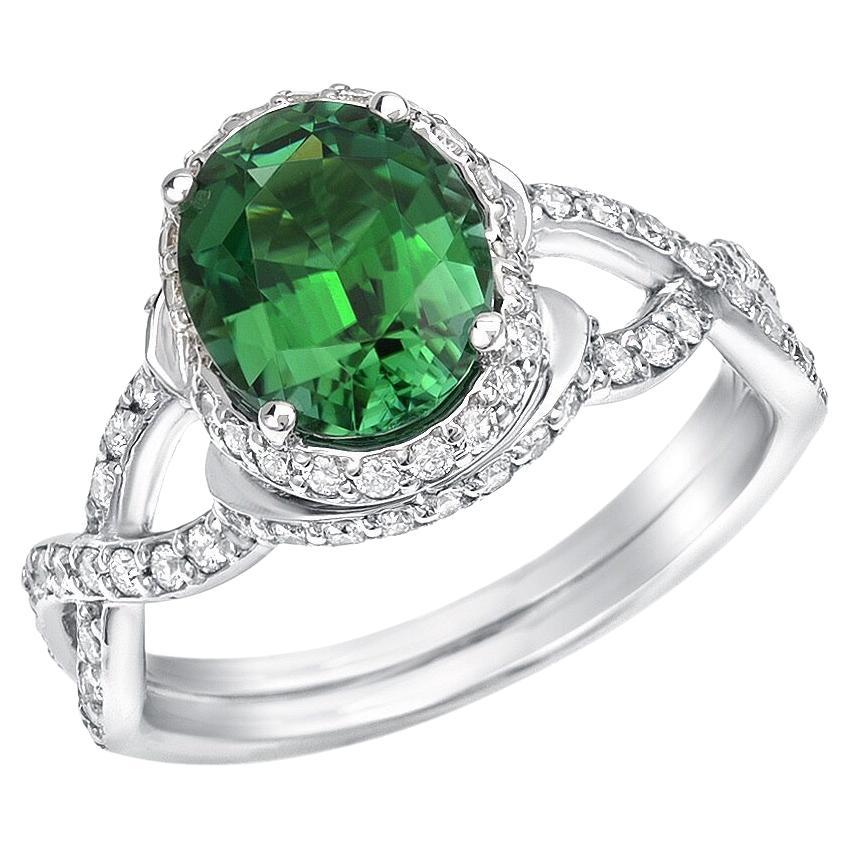 Green Chrome Tourmaline Ring 1.97 Carat Oval For Sale 6