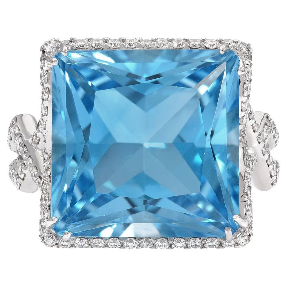 princess cut blue topaz ring