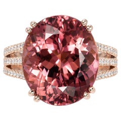 Pink Tourmaline Ring 11.20 Carats Oval