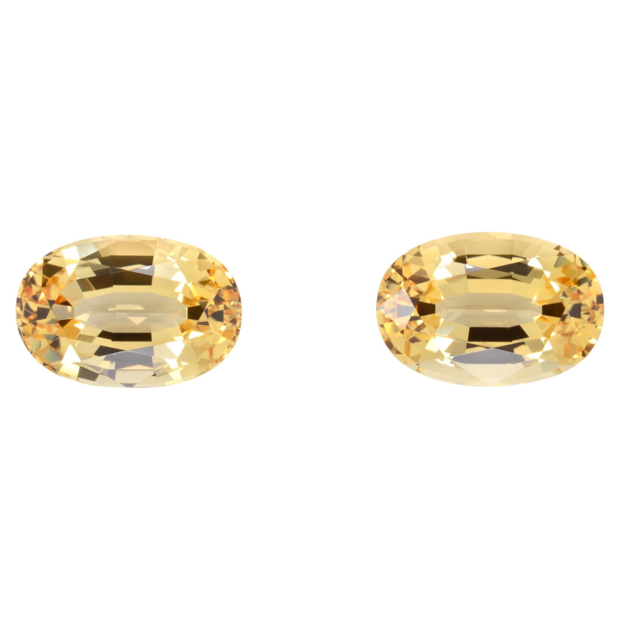 Boucles d'oreilles en topaze impériale 10,80 carats, pierres précieuses ovales non serties