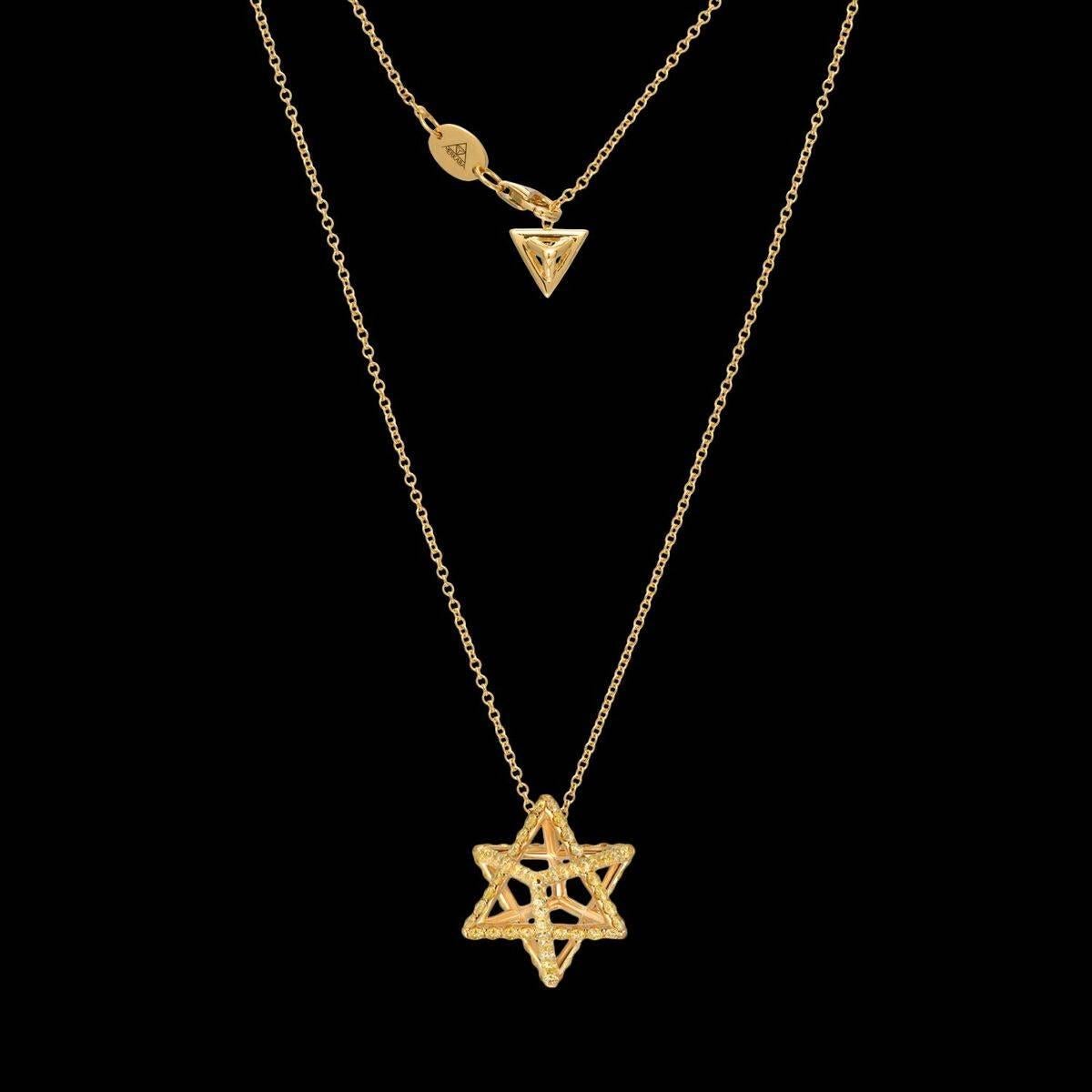 Modern Yellow Diamond Necklace 1.28 Carats Gold Merkaba Star