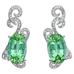 Green Tourmaline Earrings 11.66 Carats