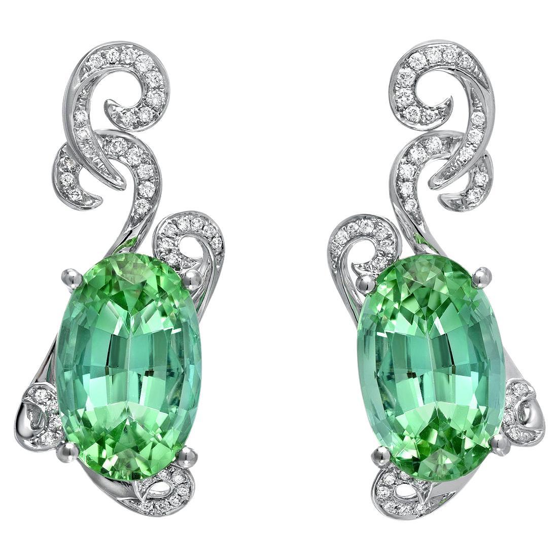 Green Tourmaline Earrings 11.66 Carats For Sale