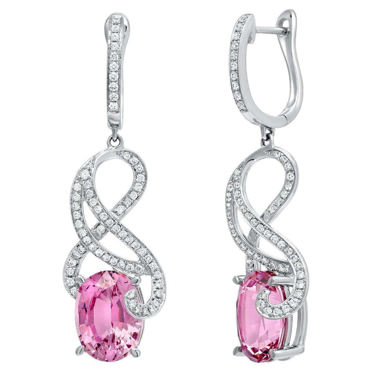 Pink Spinel Earrings 7.00 Carats Ovals For Sale 3