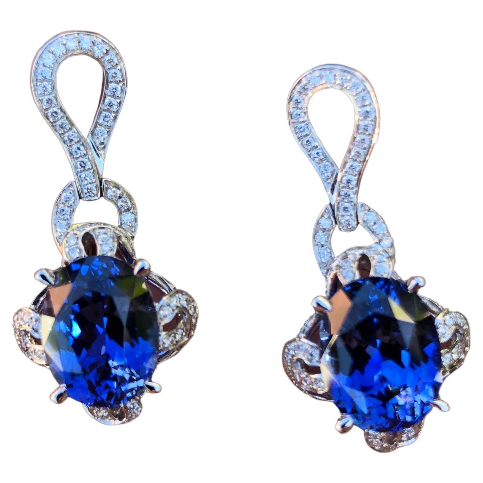 Oval Cut Sapphire Earrings 7.34 Carat Ovals For Sale