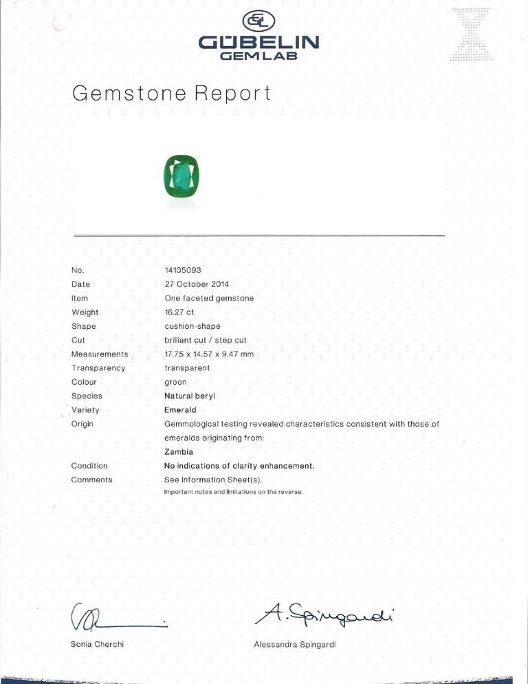 Contemporary No Oil Emerald Ring Gem 16.27 Carat Certified Untreated Loose Gemstone For Sale