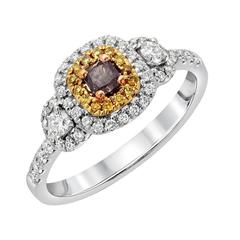 0.15 Carat GIA Certified Fancy Greyish Pink Purple Diamond White Gold Ring
