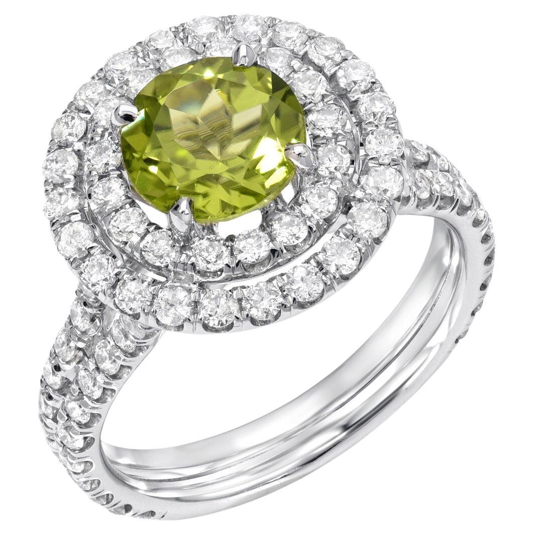 Peridot Ring Round 1.41 Carats For Sale