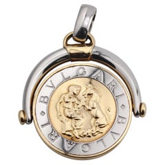 BULGARI Tondo Virgo 18k Gold Steel Pendant Charm