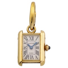 Cartier Rare Sapphire 18k Gold Louis Tank Watch Ciondolo Charme