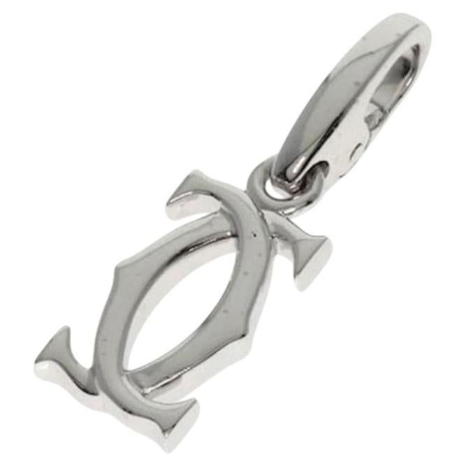 Cartier Logo 18k White Gold Charm For Sale