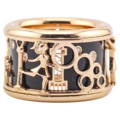 Van Cleef & Arpels Une Journée A Paris Diamond Lacquer 18k Rose Gold Ring Size 6