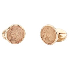 Tiffany & Co. 18K Yellow Gold $2.50 Indian Head 1925 Coin Cufflinks