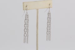 Tiffany & Co. 18K White Gold Fringe Bead Tassel Drop Dangle Braided Earrings