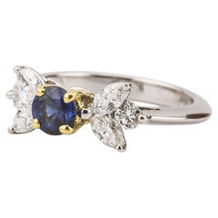 Tiffany & Co. Victoria Saphir Diamant 18k Gold Platin Ring Größe 4,5