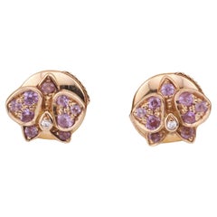 Pendientes Cartier Caresse d'Orchidees Zafiro Rosa Diamante Oro Rosa 18k