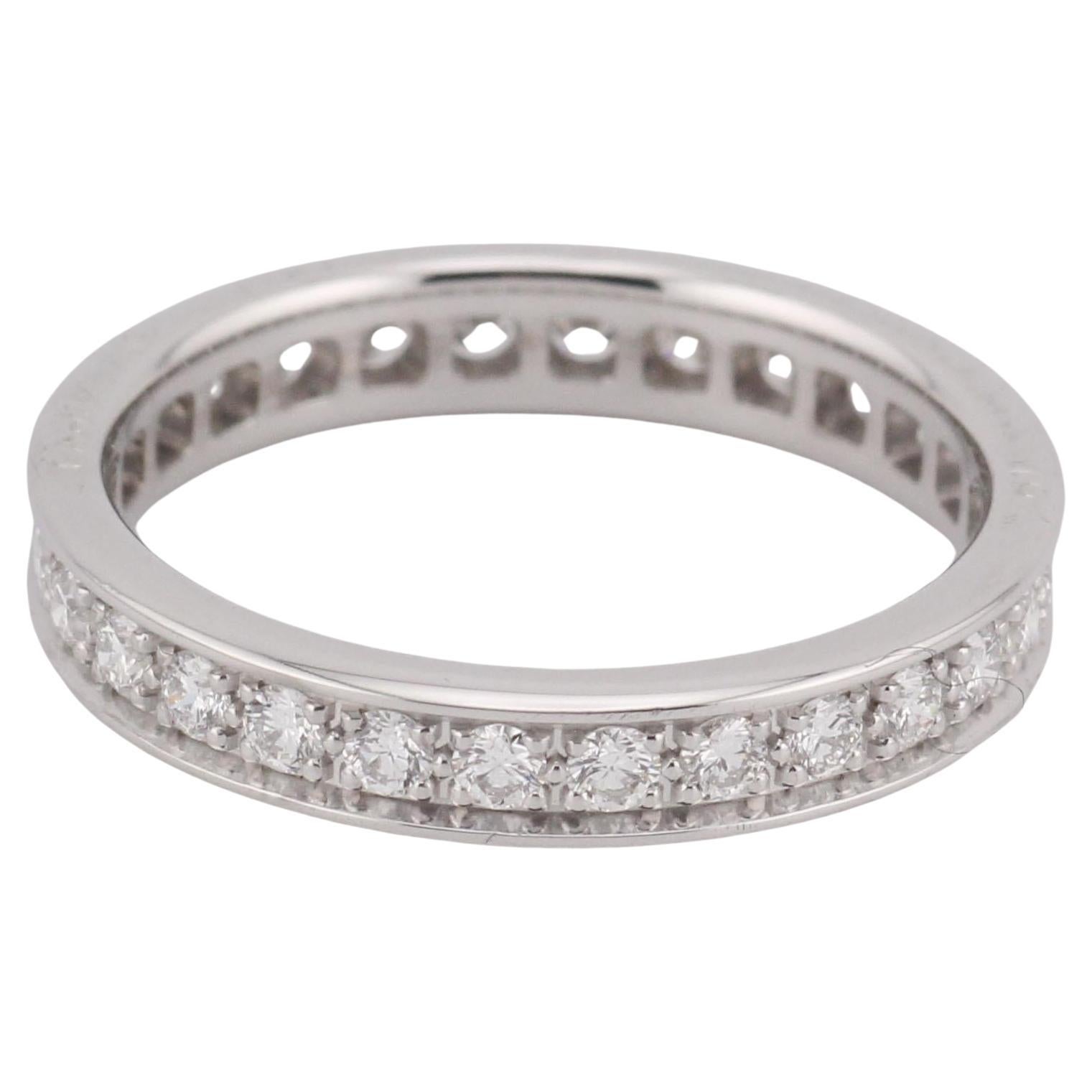 Cartier Diamant 18k Weißgold Band Ring Größe 4,75