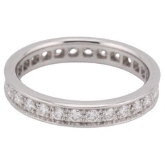 Anello a fascia con diamante Cartier in oro bianco 18 carati misura 4,75