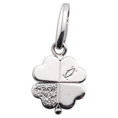 Cartier Diamond 18k White Gold Rotating Four Leaf Clover Charm Pendant