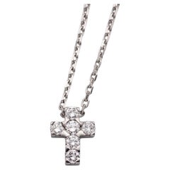 Van Cleef & Arpels Diamond 18K White Gold Cross Pendant Necklace