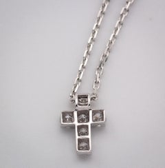 Van Cleef & Arpels Diamond 18K White Gold Cross Pendant Necklace