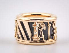 Van Cleef & Arpels Une Journée A Paris Diamond Lacquer 18k Rose Gold Ring Size 6