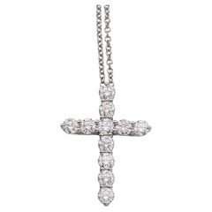 Tiffany & Co. Classic Medium Diamond Platinum Cross Pendant Necklace