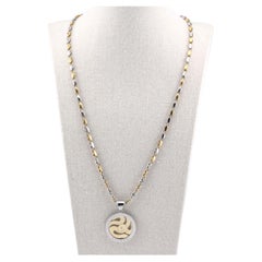 Collana Bulgari con ciondolo “Tondo Snake” in oro 18 carati, acciaio e diamanti