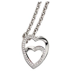 Cartier Etincelle Diamond 18K White Gold Heart Pendant Necklace
