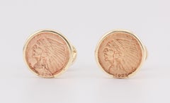 Tiffany & Co. 18K Yellow Gold $2.50 Indian Head 1925 Coin Cufflinks