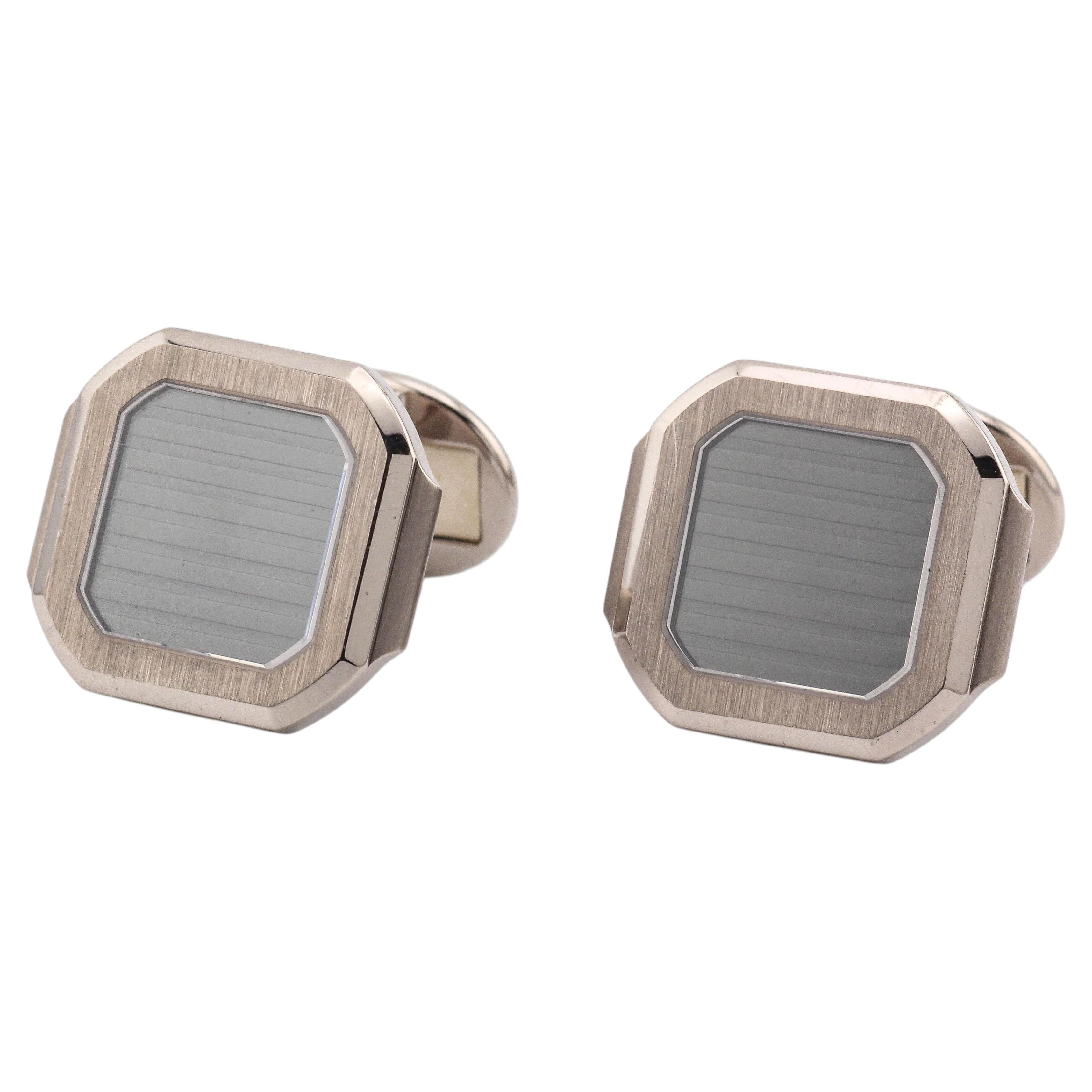 Pre-owned Patek Philippe Olive Green 18k White Gold Cubitus Cufflinks