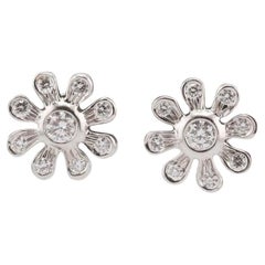Tiffany & Co. Picasso Diamond Platinum Marguerite Flower Stud Earrings