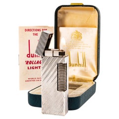 Vintage Silver Plated Dunhill Rollagas Lighter 1980 in box