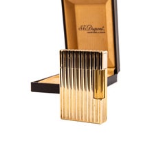 Vintage Gold Plated S.T. Dupont Ligne 2 Small Lighter in Box 1980s