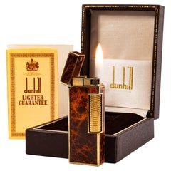 Vintage Dunhill Rollagas Lighter Brown Marble Lacquered in Box 1970s
