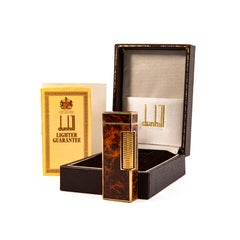 Vintage Dunhill Rollagas Lighter Brown Marble Lacquered in Box 1970s
