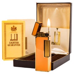 Vintage Dunhill Rollagas Lighter Orange Lacquered in Box 1979