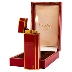 Vintage Cartier Pentagon Lighter Red Lacquered in Box 1970s