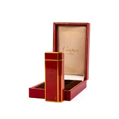 Vintage Cartier Pentagon Lighter Red Lacquered in Box 1970s