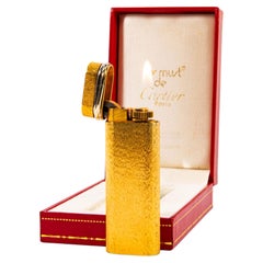 Vintage Gold Plated Cartier Trinity Lighter in Box 1970s