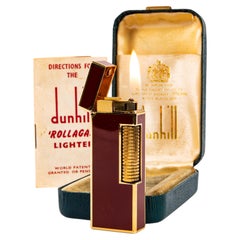 Vintage Dunhill Rollagas Lighter Red Lacquered in Box 1980s